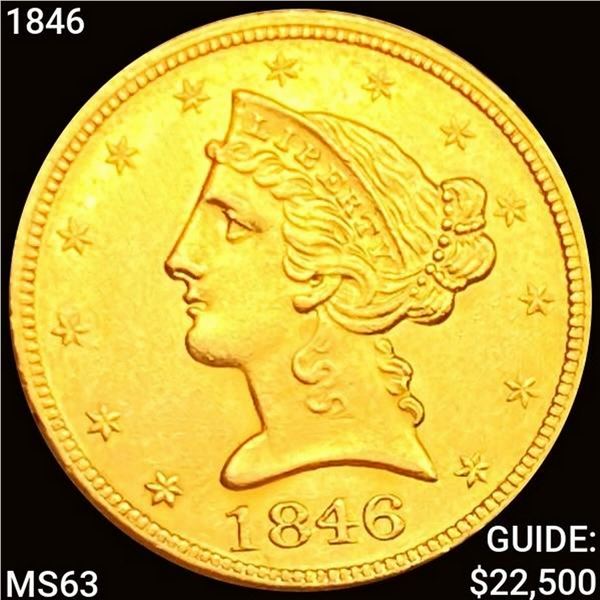 1846 $5 Gold Half Eagle CHOICE BU