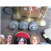Image 2 : Lot of Asst. Dolls, Vintage Timer, Brass Candlestand & Decorative Cups