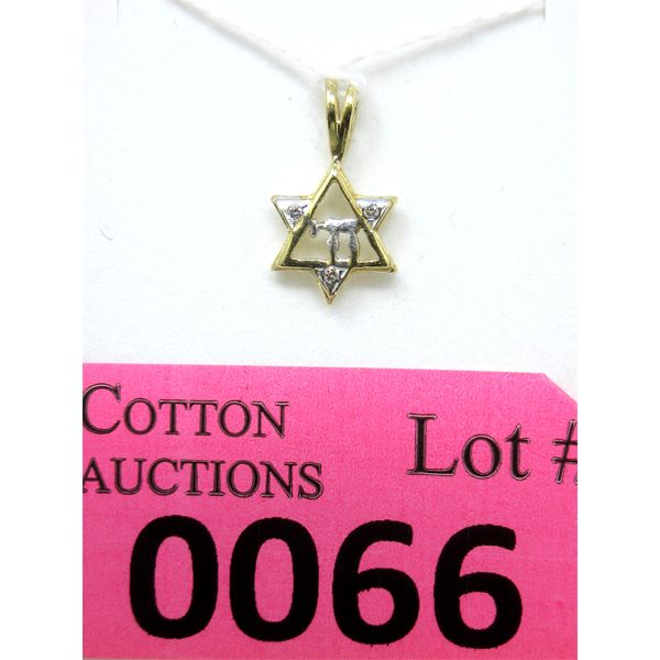 10 KT Gold Star of David Chai Pendant