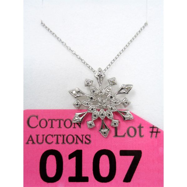 Sterling Silver Diamond Snowflake Necklace