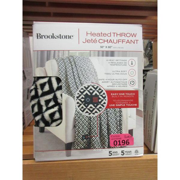 Brookstone Heated Throw - Charcoal & White