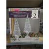 Image 1 : Set of 2 Lighted Glitter Trees - Open Box 