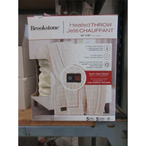 Brookstone Heated Throw - Beige & White