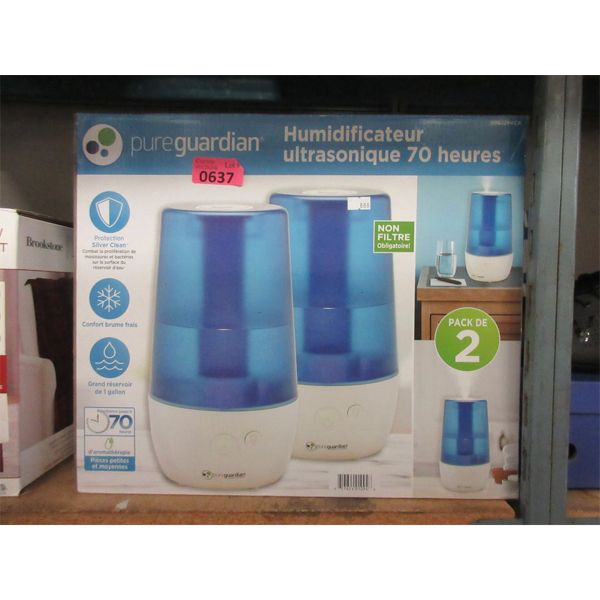 Set of 2 Pure Guardian Ultrasonic Humidifiers 