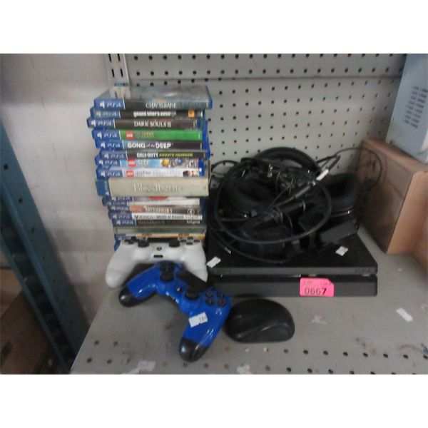 PS4 with Controllers, Headphones, Wireless Mouse & Games