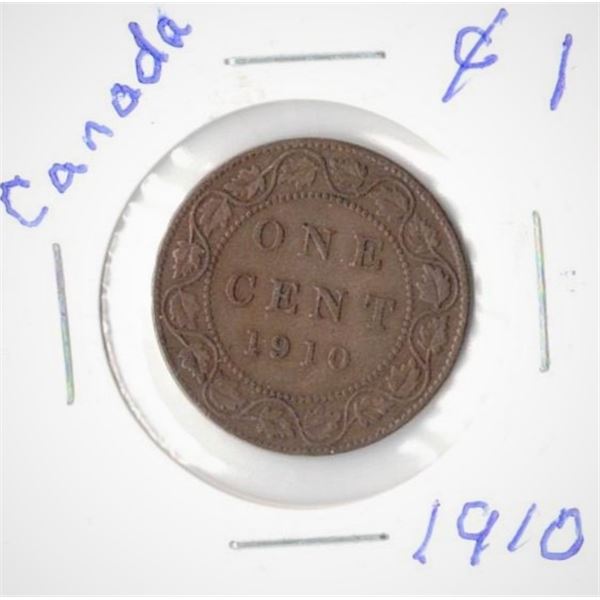 1910 Canadian Large One Cent