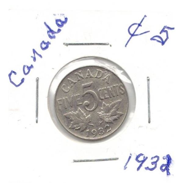 1932 Canadian Five Cent Coin