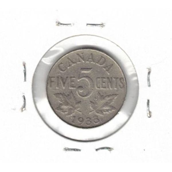 1933 Canadian Five Cent Coin