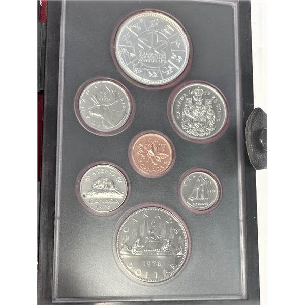 1978 Canadian Proof Set in Case , Double Struck Coin Set , Silver Dollar