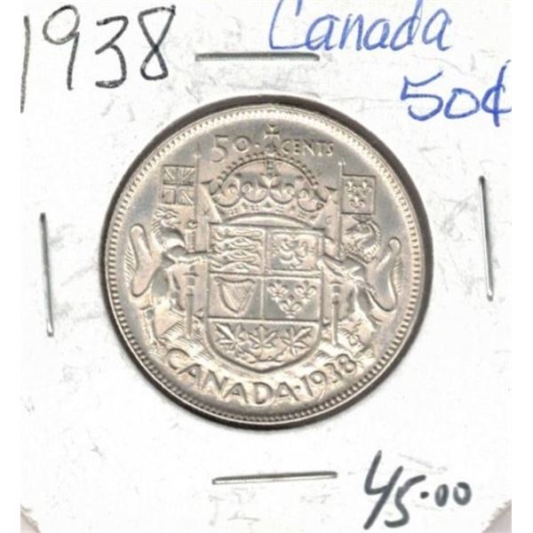 1938 Canadian Fifty Cent Coin