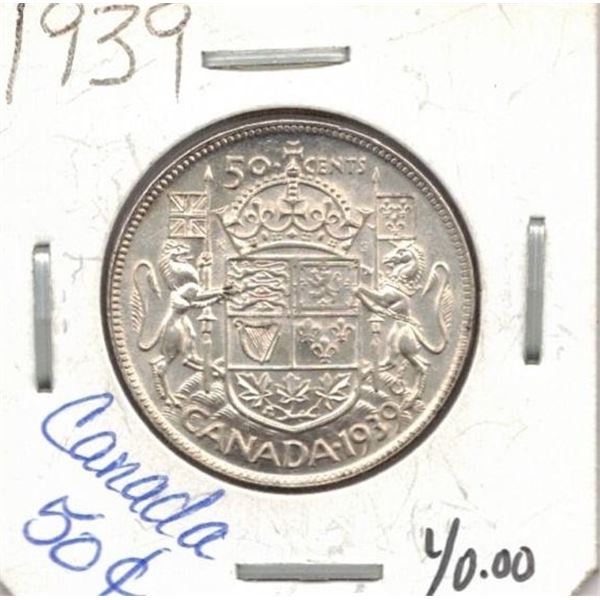 1939 Canadian Fifty Cent Coin