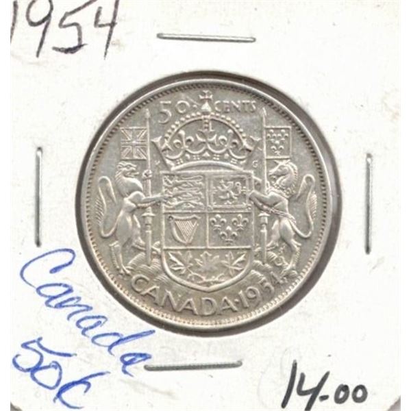 1954 Canadian Fifty Cent Coin