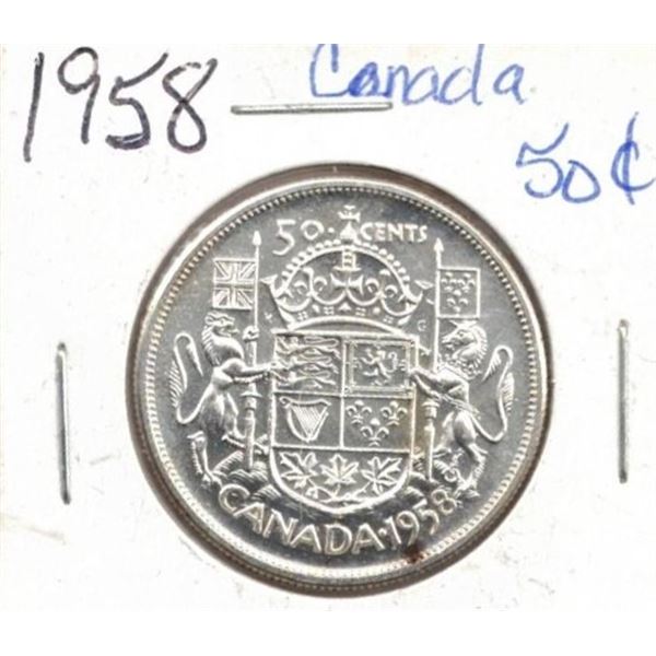 1958 Canadian Fifty Cent Coin