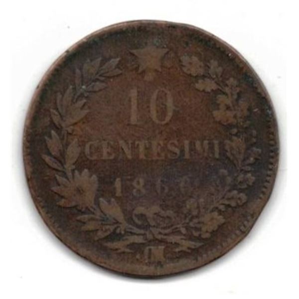 1866 Italian Coin 10 Centesimi Umberto