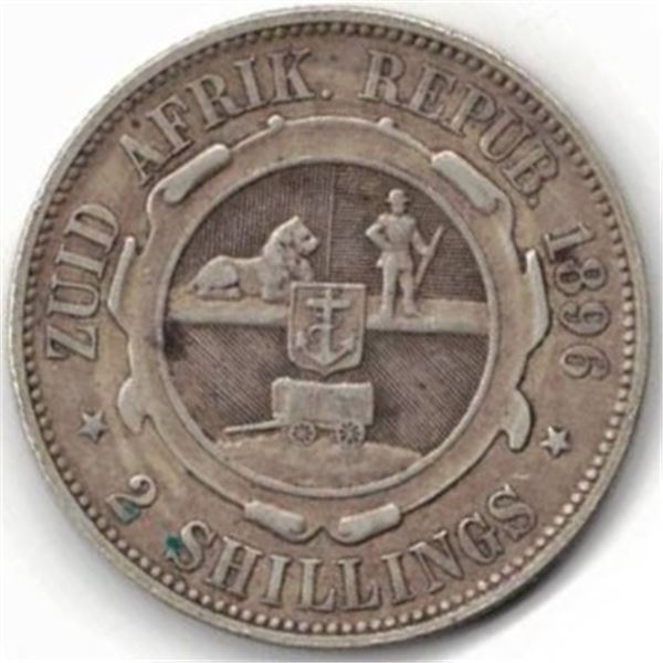 South Africa 1896 Sterling Silver Two Shilling Coin