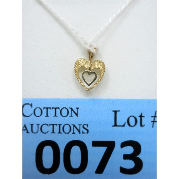 14 KT Yellow Gold Open Heart Pendant