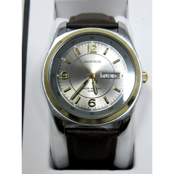 Brand New Mans Armitron Day/Date Watch with Leather Strap