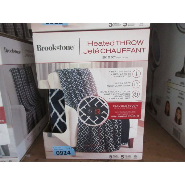 Brookstone Heated Throw - Charcoal & White