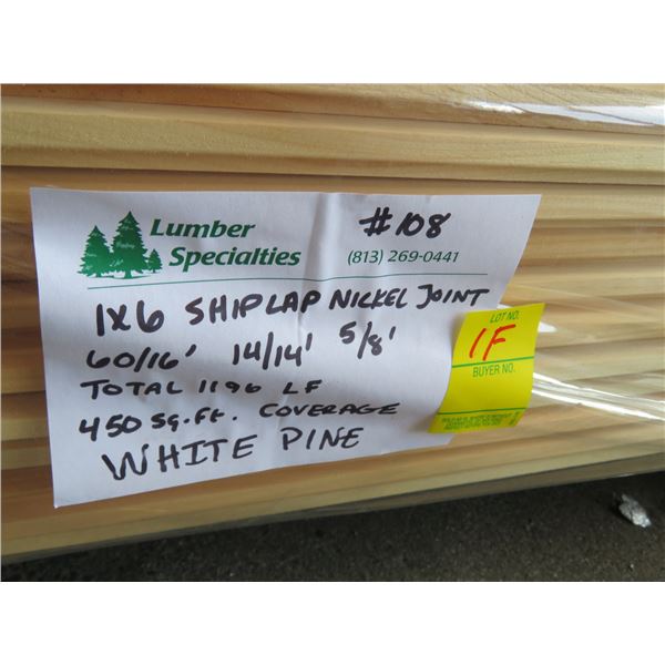 1 x 7 Shiplap Nickel Joint White Pine 16'/14'