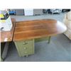 Image 2 : Mahogany Top Vintage Wood Brass Accent 2 Pc. Metal Desk
