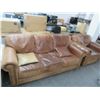 Image 1 : Brown Saddle Leather Sofa w/Matching Armchair