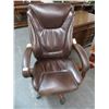 Image 1 : Mahogany Trim Brown Leather Office Chair