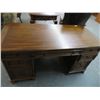Image 1 : Mahogany Office Desk Bamboo Accent w/Credenza and Upper