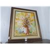 Image 1 : Framed Oil On Canvas Floral Scene Artist Ondre - 28" x 31"