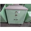 Image 1 : Bakelite Style Mint Green Metal Medical Cabinet (Missing Legs)