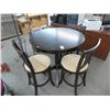 Image 1 : Mahogany Round Pub Table w/3 Tan Cushioned Stools