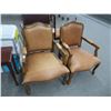 Image 1 : 2-Brown Leathr Button Tufted Armchairs - 2 X $