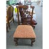 Image 1 : Carved Wood Padded Accent Chair