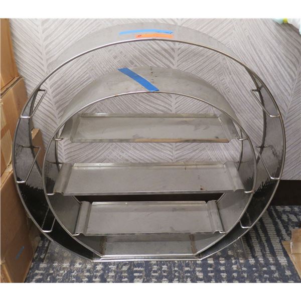 Qty 2 Round Metal Display Shelving Units 25" & 30"H
