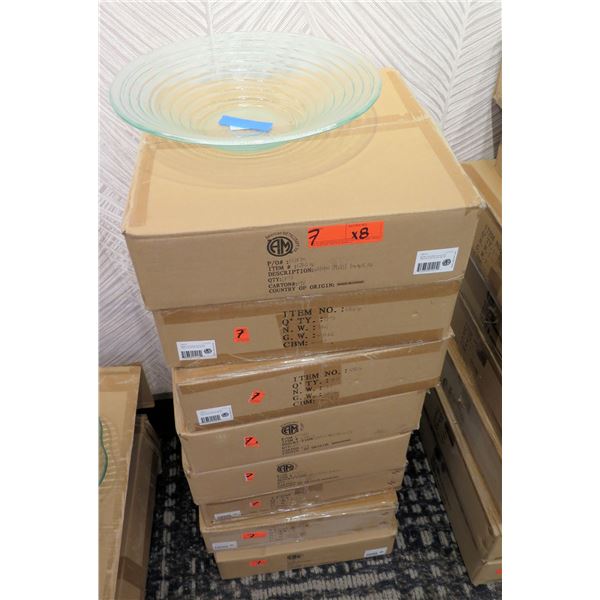 Qty 8 American Metalcraft GBG14 Glacial Green Glass Bowl 14" Dia, 3"H New in Box ($336 total retail)