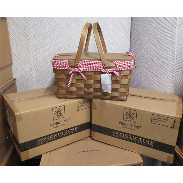 Qty 2 Picnic Time 350-01-300 Woven Kansas Baskets w/ Handles, New ($140 total retail)