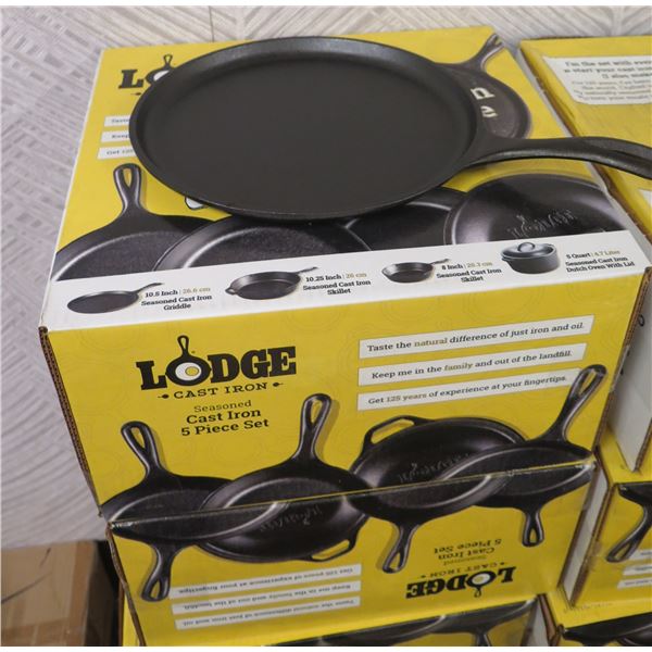 Lodge L5HS3 Cast Iron Seasoned 5-Pc Set: Griddle, Skillet, Dutch Oven, etc - New in Box