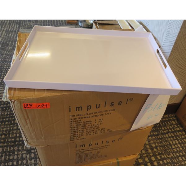 Qty 24 Impulse! 6888 Splash Serving Trays White 24"x17" New in Box ($2136 total retail)