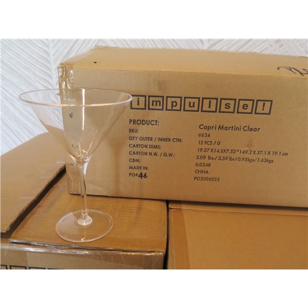 Qty 228 Impulse! 6634 Capri Martini Clear Stemmed Glasses 7"H New in Box ($2280 total retail)