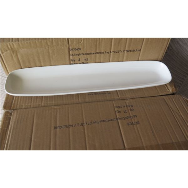 Qty 144 Fortessa DV.70456 Single Compartment Canoe Trays 17"x3.5" New in Box