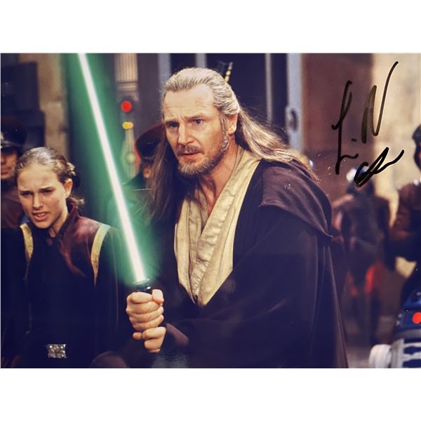 Star Wars Liam Neeson signed movie photo. 8x10 inches