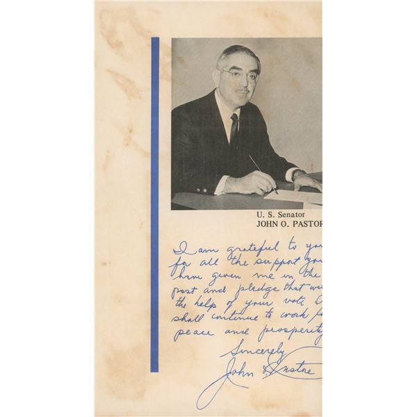 John O. Pastore signed letter