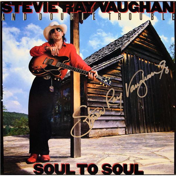 Stevie Ray Vaughan and Double Soul To Soul signed album