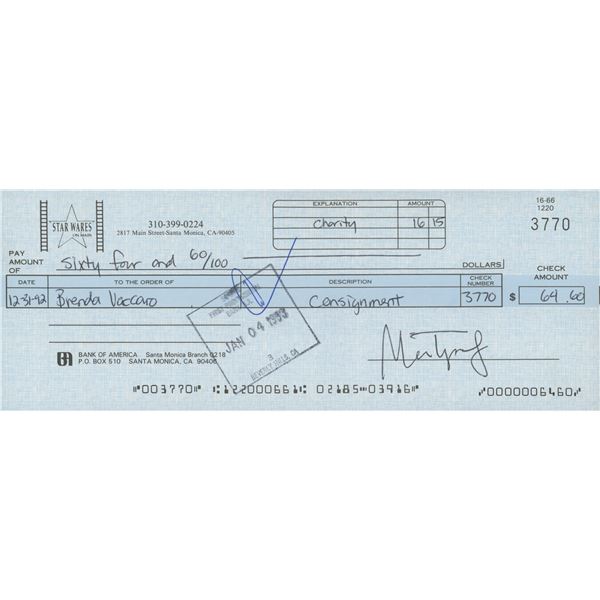 Brenda Vaccaro signed check