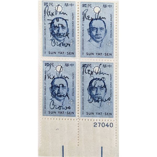 Rex Van Crows signed stamp sheet