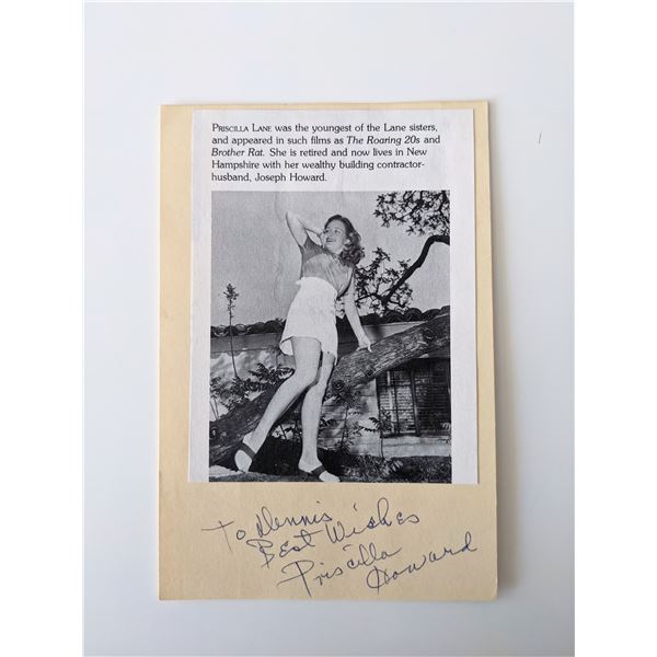 Priscilla Lane Howard signed photo card
