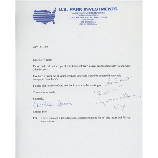 Charles Irion signed letter