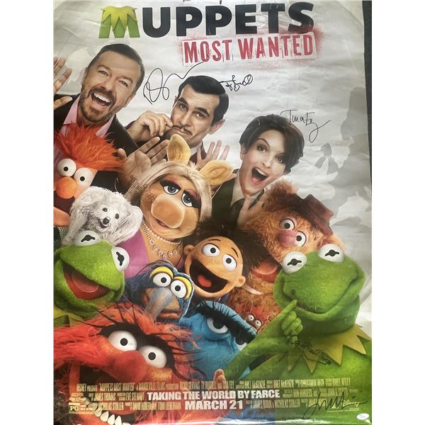 The Muppets Most Wanted cast signed poster JSA authenticated