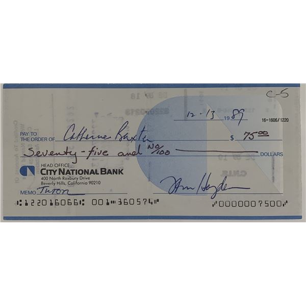 Tom Hayden signed check