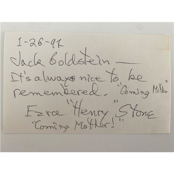 Ezra Henry Stone signed note