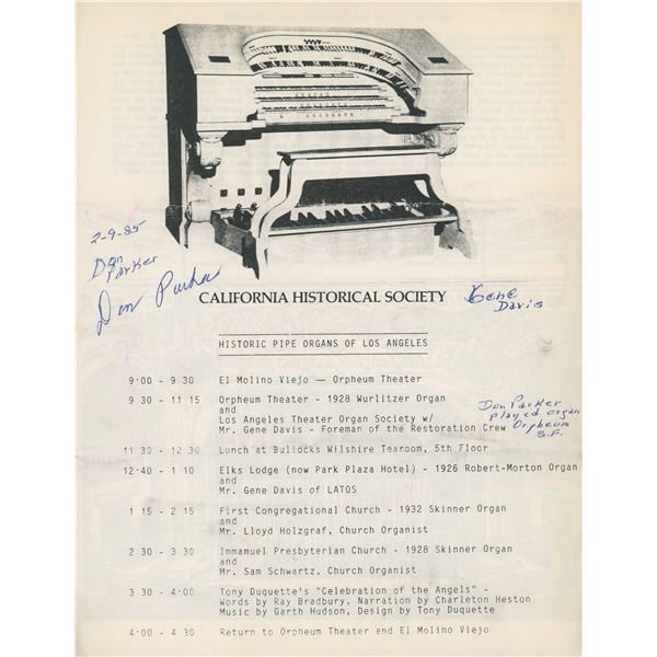 Don Parker and Gene Davis signed program